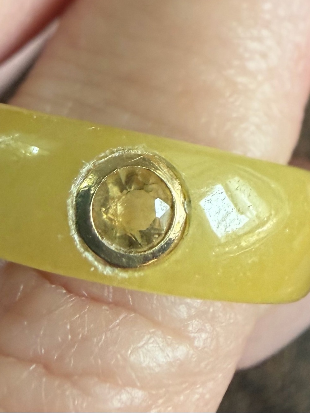 Yellow Jade and Citrine Ring